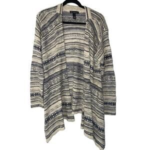 INC International Concepts Womens size XL Open Knit Sweater Cardigan Fair Isle